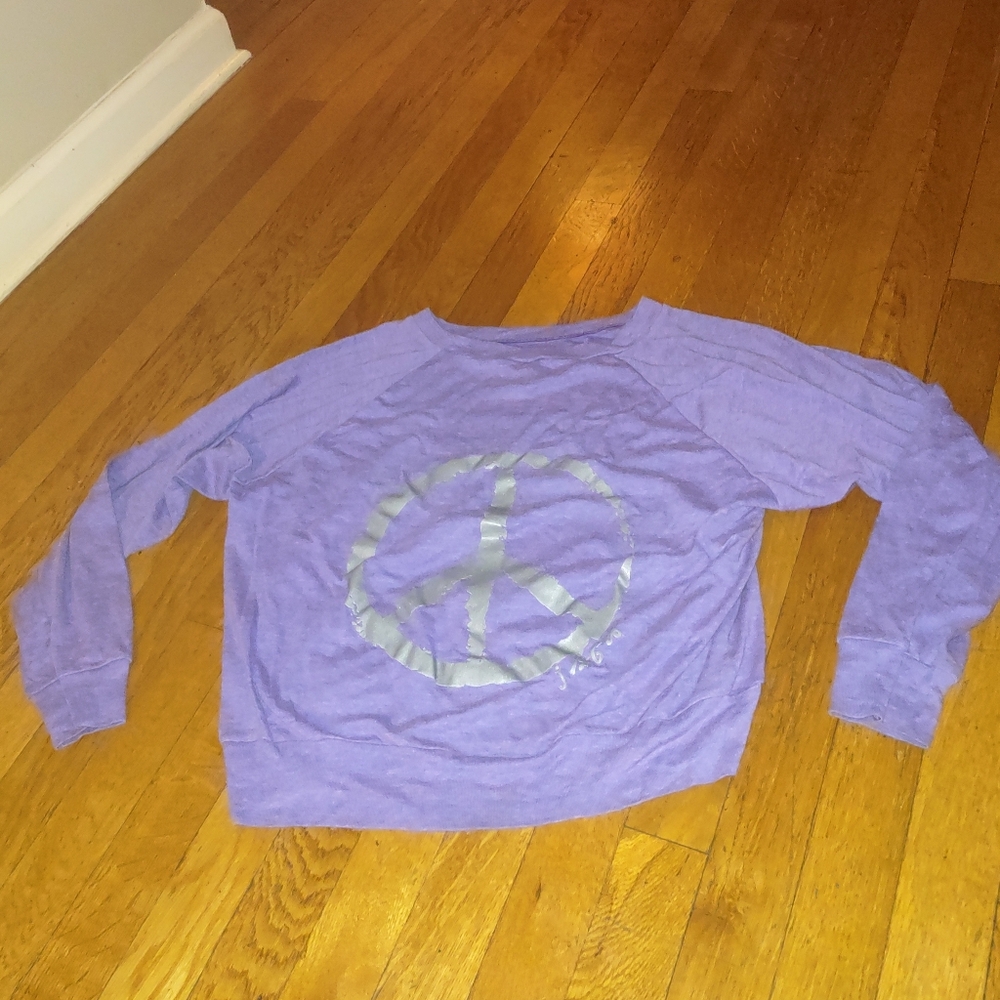 Y2K lavender purple and silver peace sign long sleeve shirt american Apparel